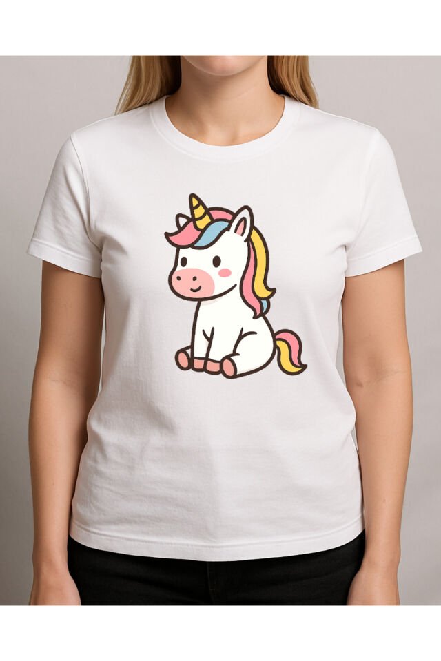 Tişört Unisex (Unicorn 3) Kadin Beyaz - 2XL