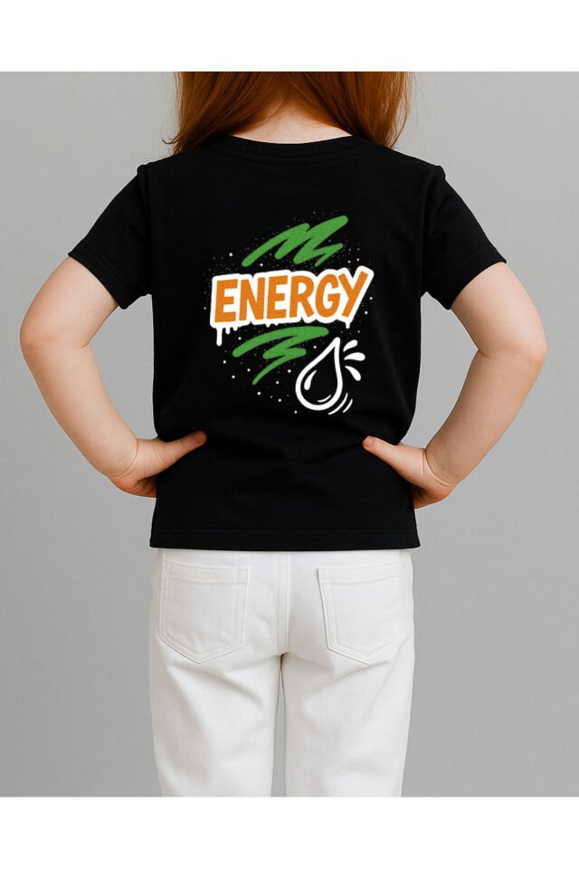 Tişört Unisex Çocuk (Energy) Kiz Si̇yah - 10-11 Yaş