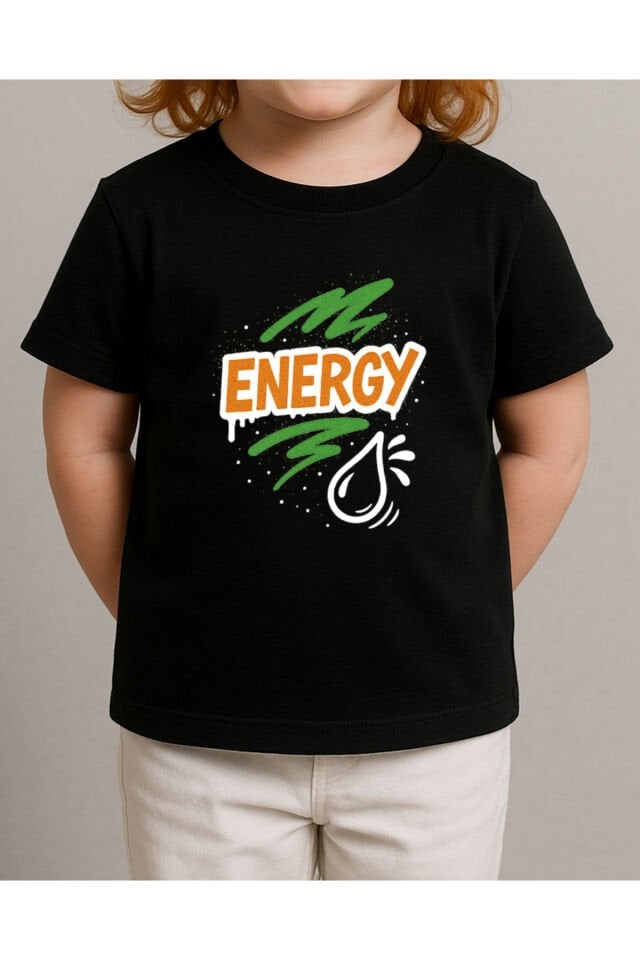 Tişört Unisex Çocuk (Energy) Kiz Si̇yah - 10-11 Yaş