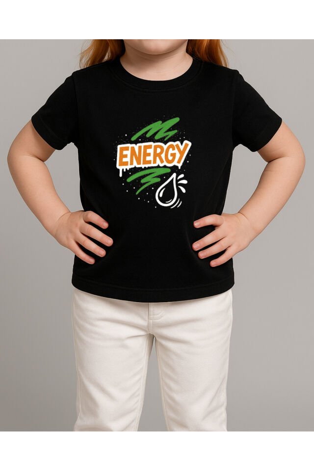 Tişört Unisex Çocuk (Energy) Kiz Si̇yah - 4-5 Yaş