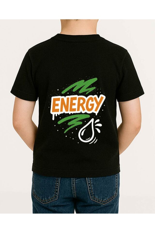Tişört Unisex Çocuk (Energy) Erkek Si̇yah - 10-11 Yaş