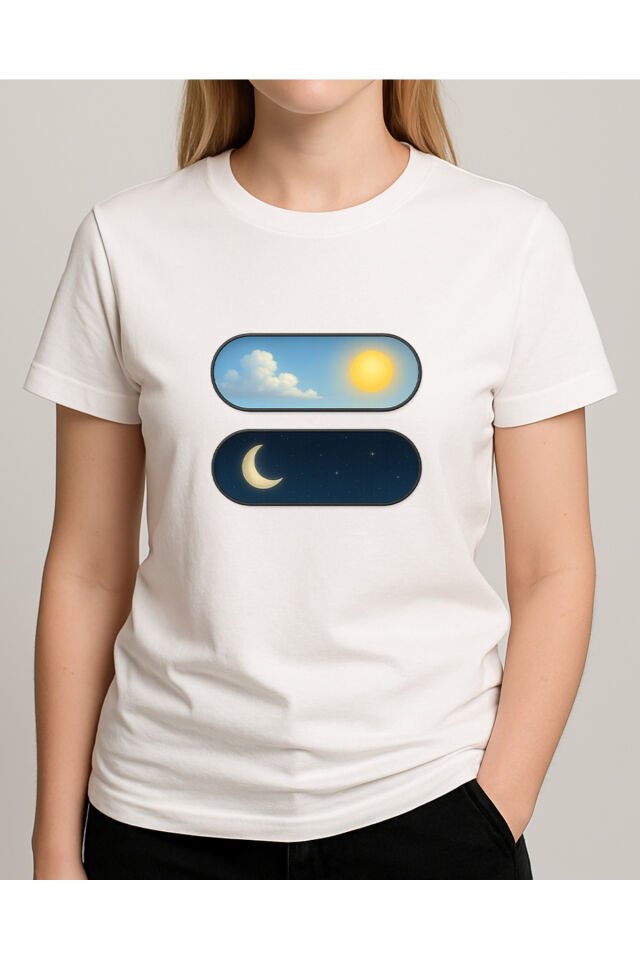 Tişört Unisex (Gece Gündüz) Kadin Beyaz - L