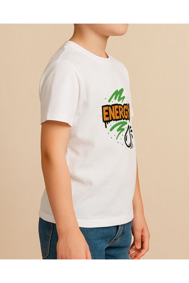 Tişört Unisex Çocuk (Energy) Erkek Beyaz - 10-11 Yaş