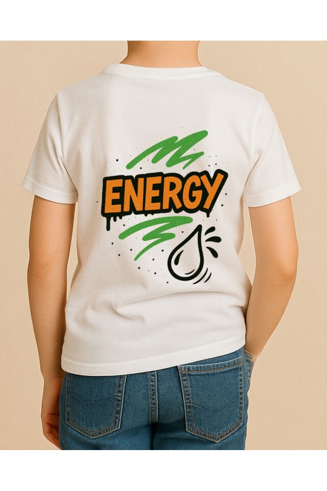 Tişört Unisex Çocuk (Energy) Erkek Beyaz - 10-11 Yaş