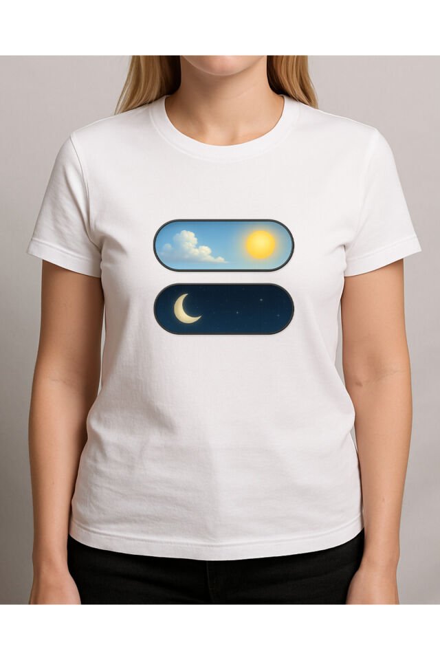 Tişört Unisex (Gece Gündüz) Kadin Beyaz - XL