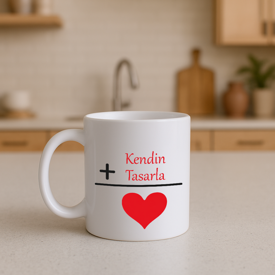 Beyaz Kupa Bardak (Sevgililer Günü)