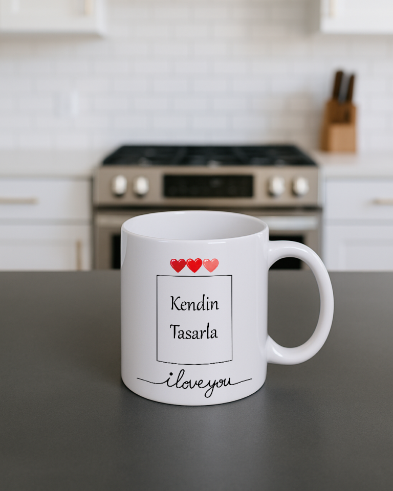 Beyaz Kupa Bardak (Sevgililer Günü)