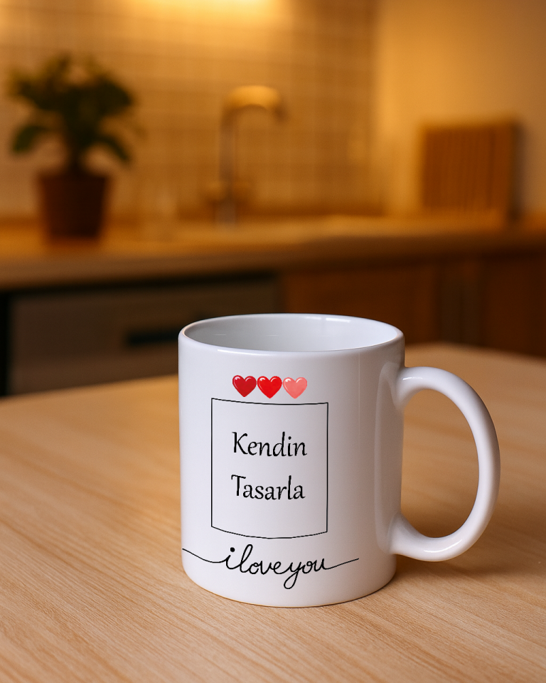 Beyaz Kupa Bardak (Sevgililer Günü)