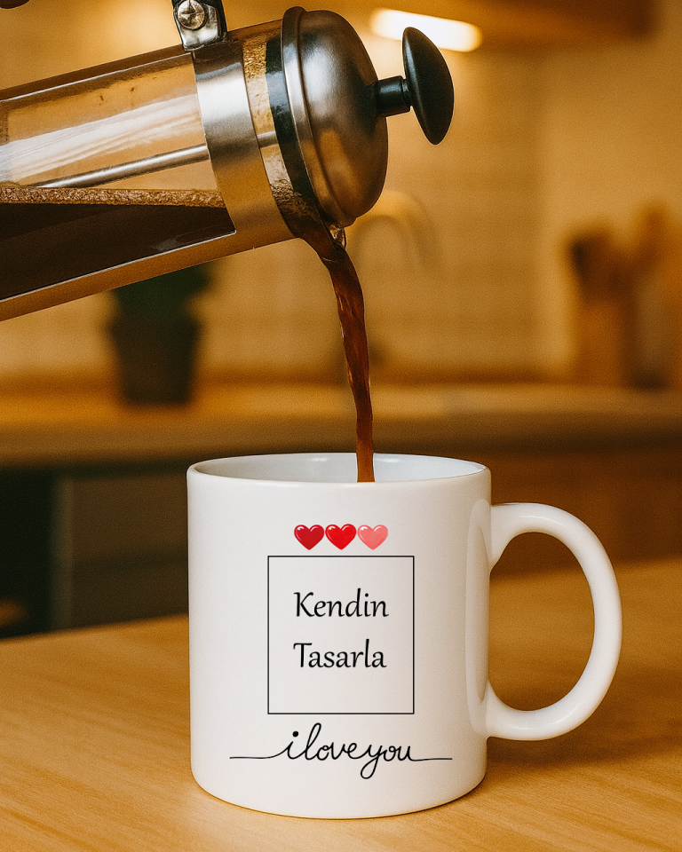 Beyaz Kupa Bardak (Sevgililer Günü)