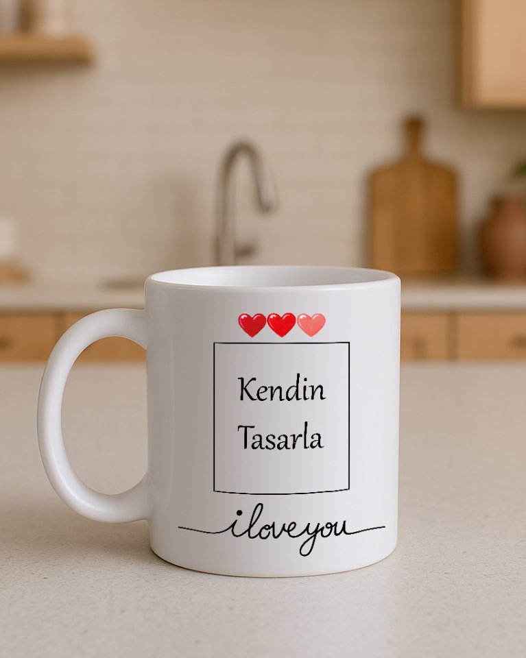 Beyaz Kupa Bardak (Sevgililer Günü)