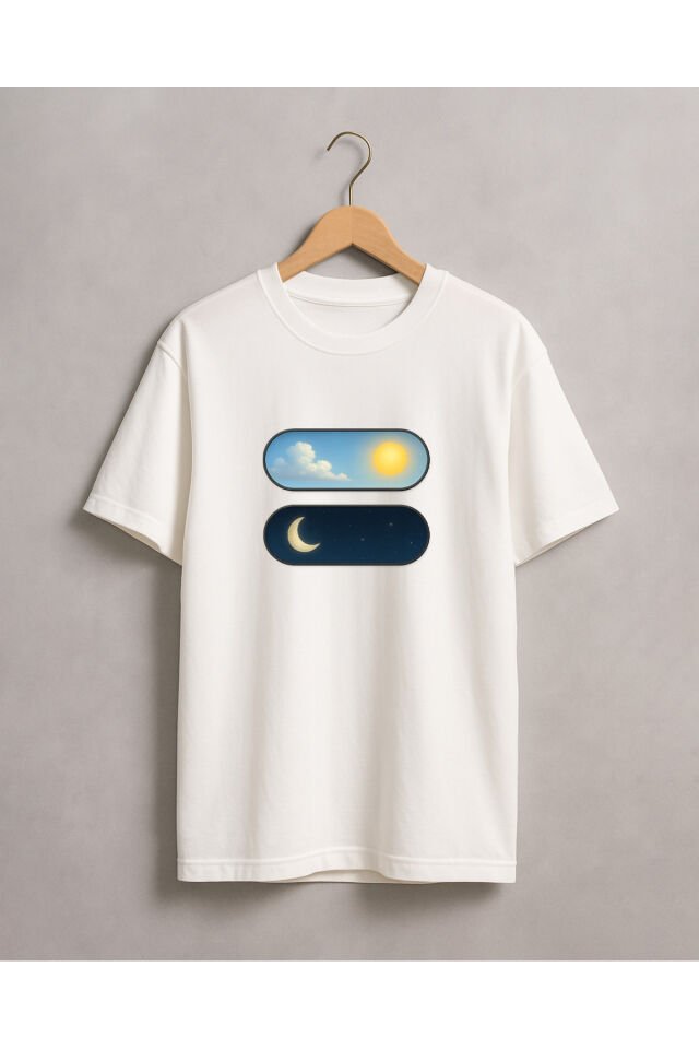 Tişört Unisex (Gece Gündüz) Kadin Beyaz - M