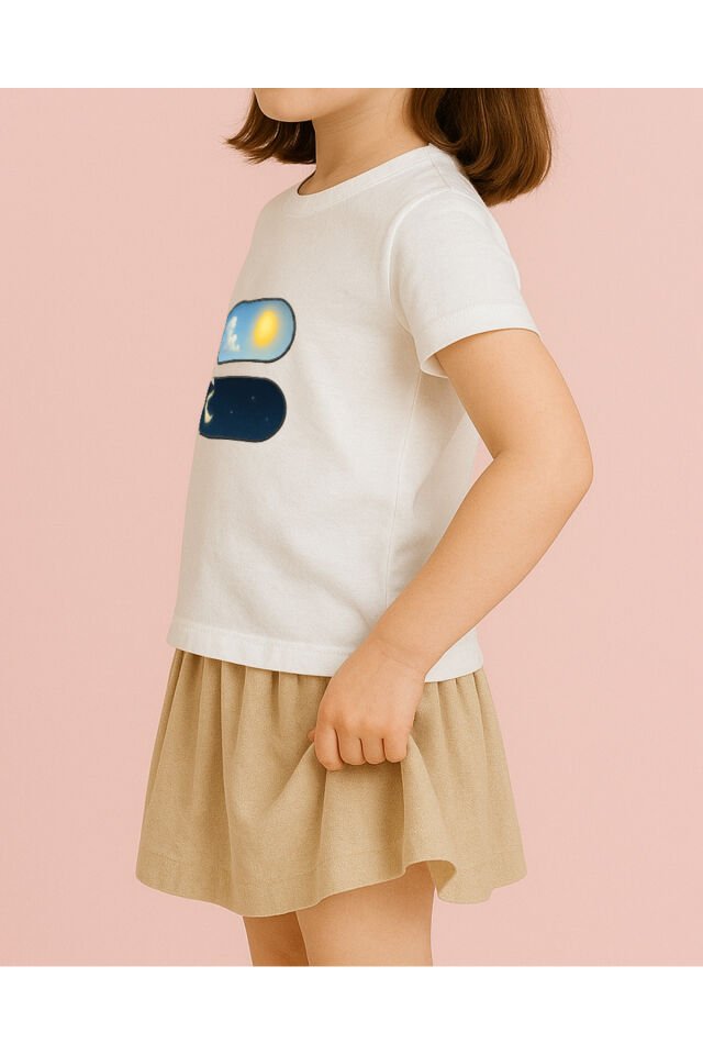 Tişört Unisex Çocuk (Gece Gündüz) Kiz Beyaz - 10-11 Yaş