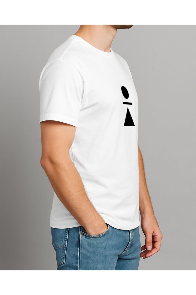 Tişört Unisex (Üçgen Yuvarlak) Erkek Beyaz - S