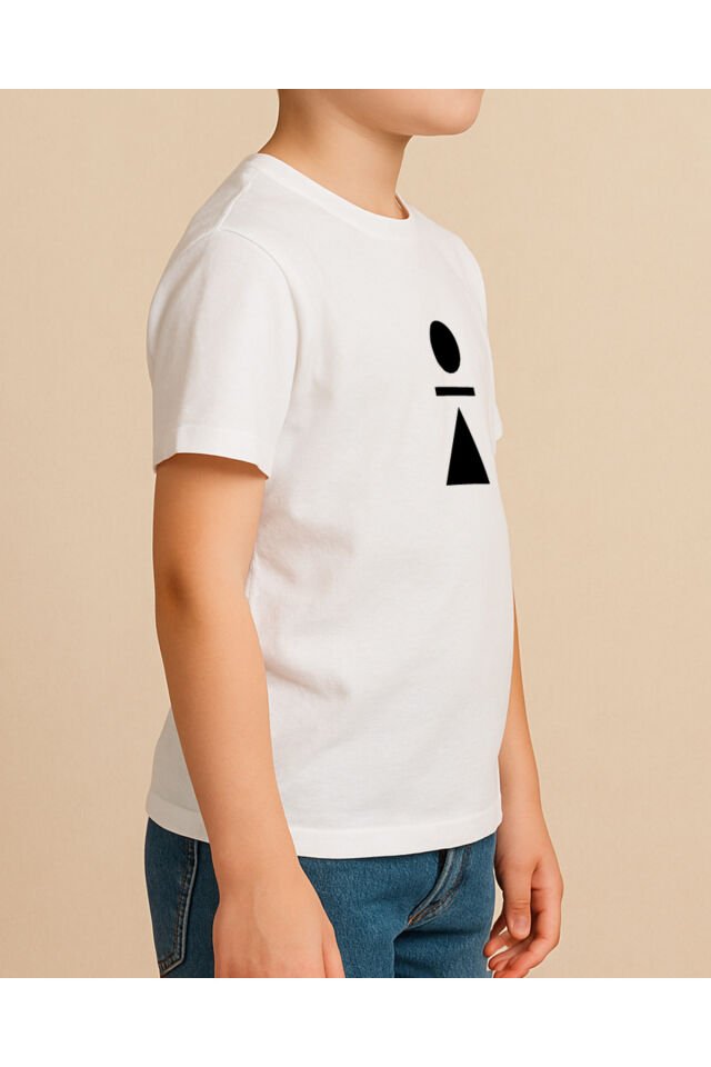 Tişört Unisex Çocuk (Üçgen Yuvarlak) Erkek Beyaz - 10-11 Yaş