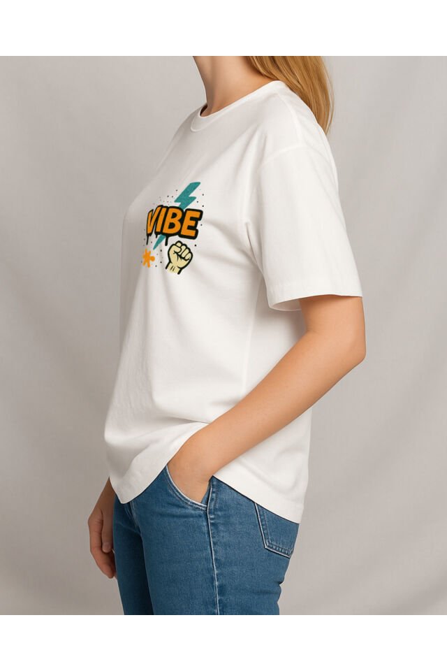 Tişört Unisex (Vibe) Kadin Beyaz - M
