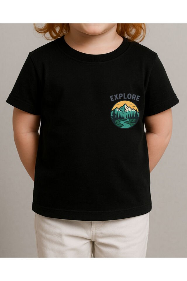 Tişört Unisex Çocuk (Explore) Kiz Si̇yah - 4-5 Yaş