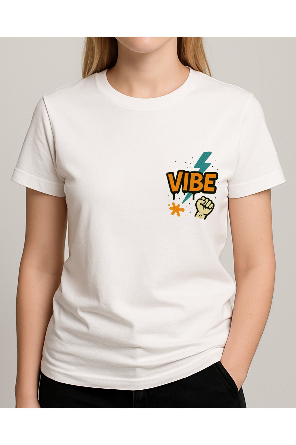 Tişört Unisex (Vibe) Kadin Beyaz - L