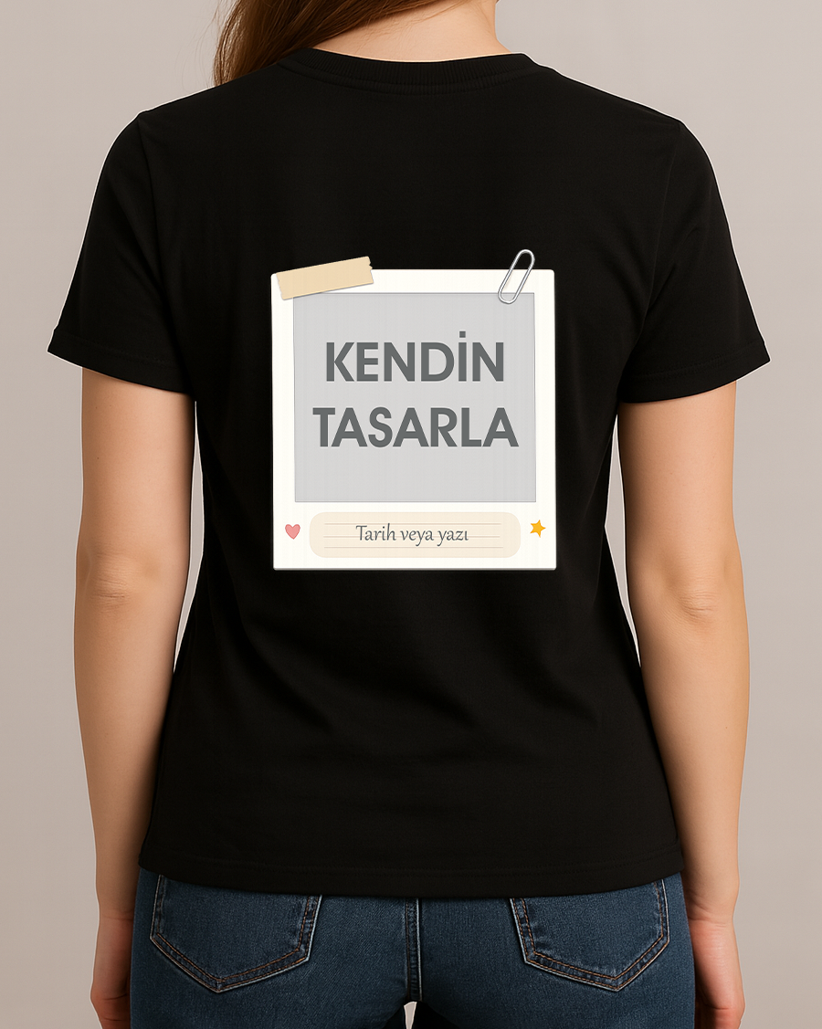 Kendin Tasarla Tişört Kadın-Sevgililer Günü Siyah - S