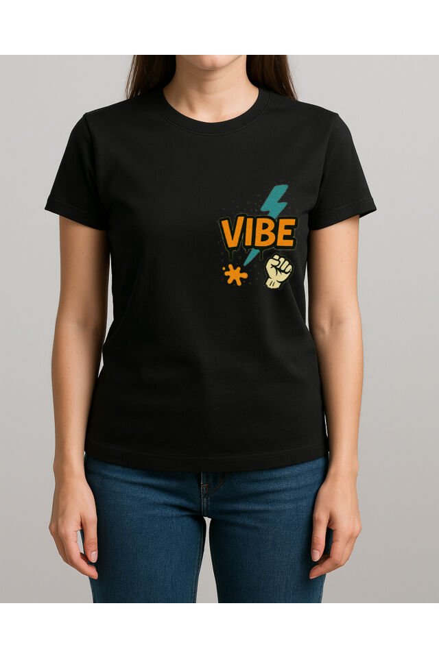 Tişört Unisex (Vibe) Kadin Si̇yah - XL