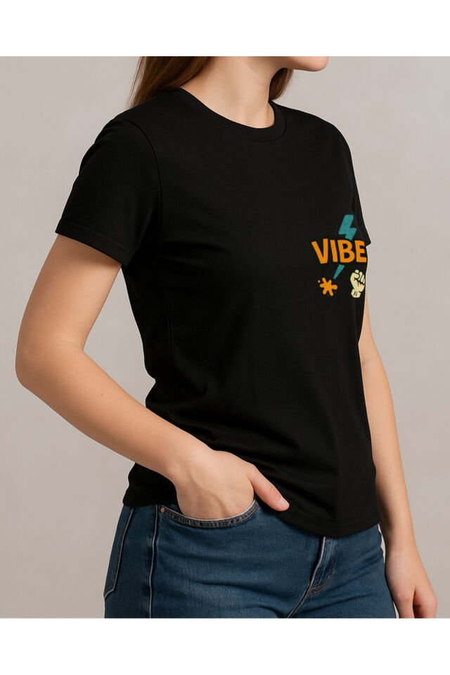Tişört Unisex (Vibe) Kadin Si̇yah - XL