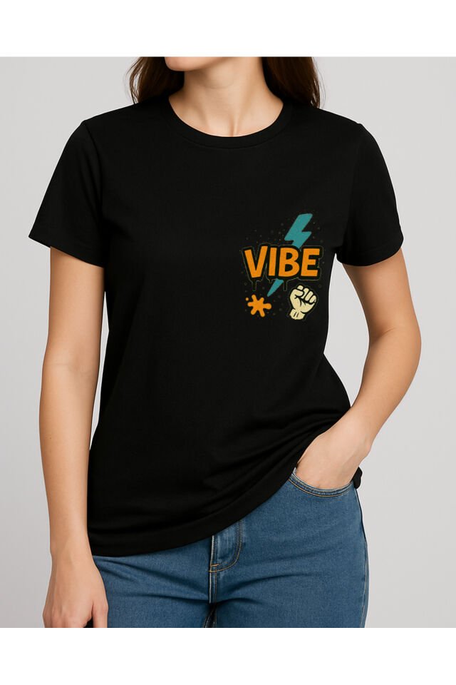 Tişört Unisex (Vibe) Kadin Si̇yah - XL