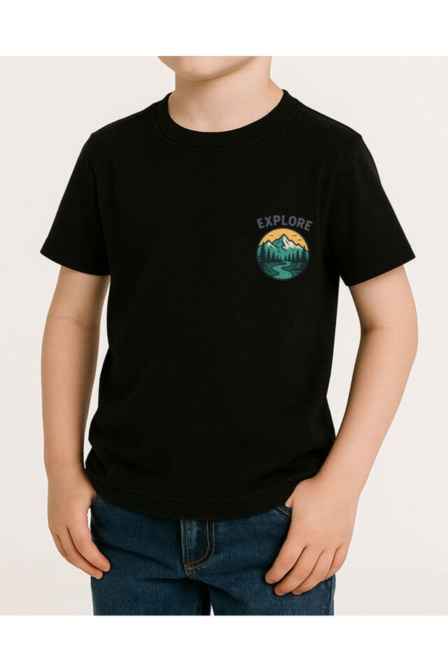 Tişört Unisex Çocuk (Explore) Erkek Si̇yah - XL