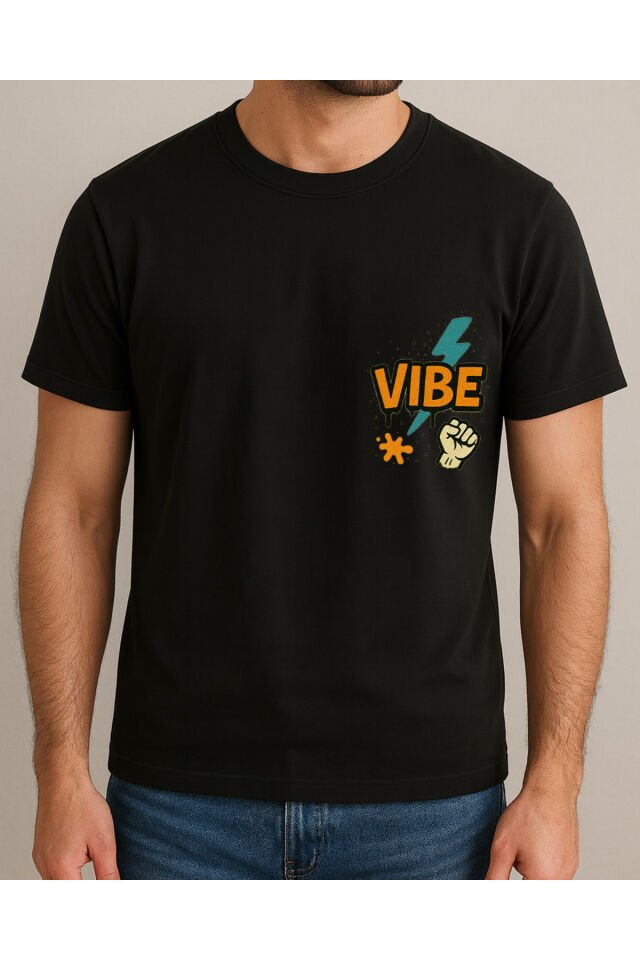 Tişört Unisex (Vibe) Erkek Si̇yah - M