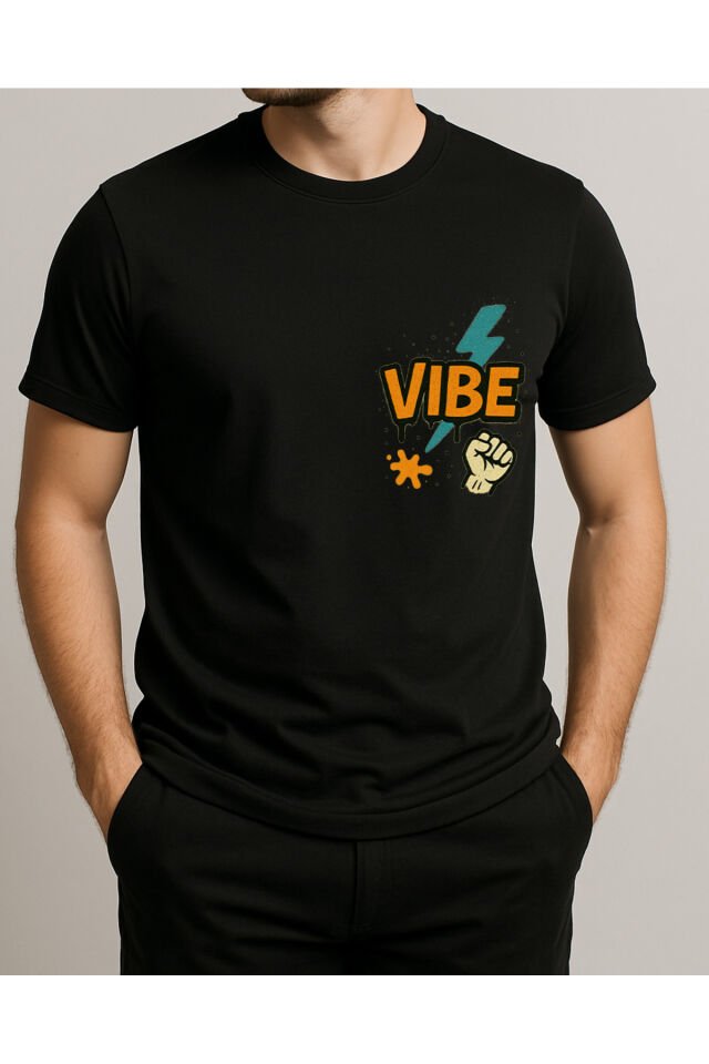 Tişört Unisex (Vibe) Erkek Si̇yah - S