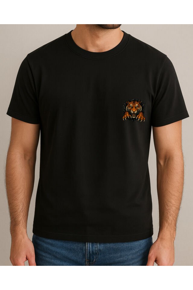 Tişört Unisex (Kaplan) Erkek Si̇yah - L