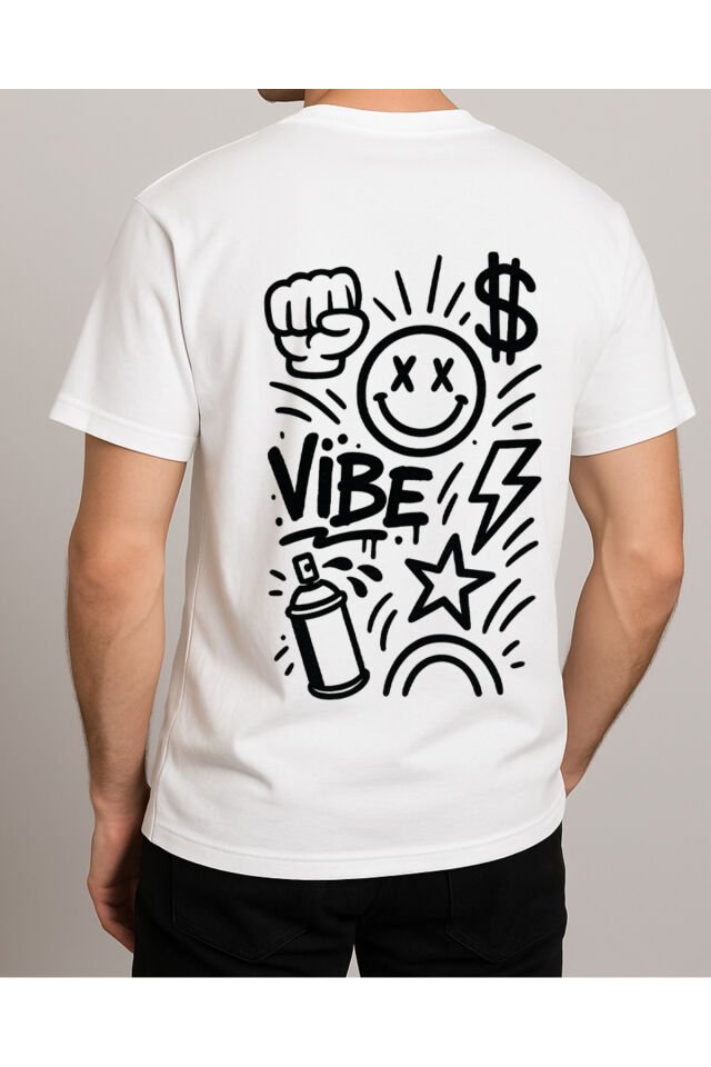 Tişört Unisex (Vibe Çoklu) Erkek Beyaz - XL