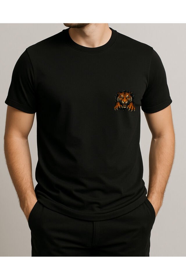 Tişört Unisex (Kaplan) Erkek Si̇yah - M