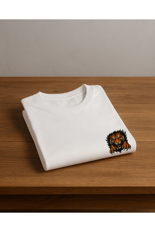 Tişört Unisex (Kaplan) Erkek Beyaz - M
