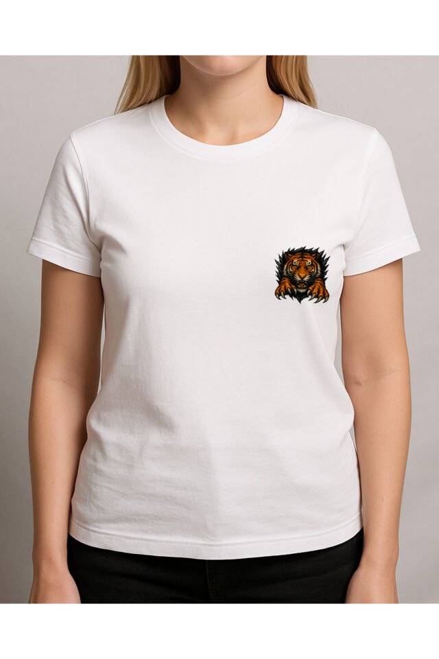 Tişört Unisex (Kaplan) Kadin Beyaz - S