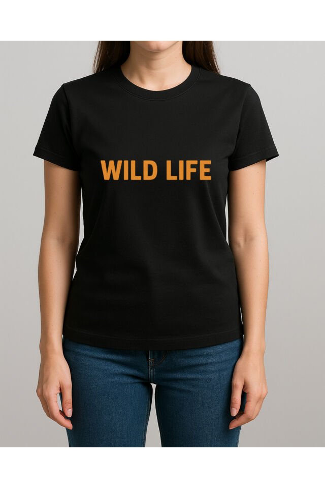 Tişört Unisex (Wild Life) Kadin Si̇yah - L