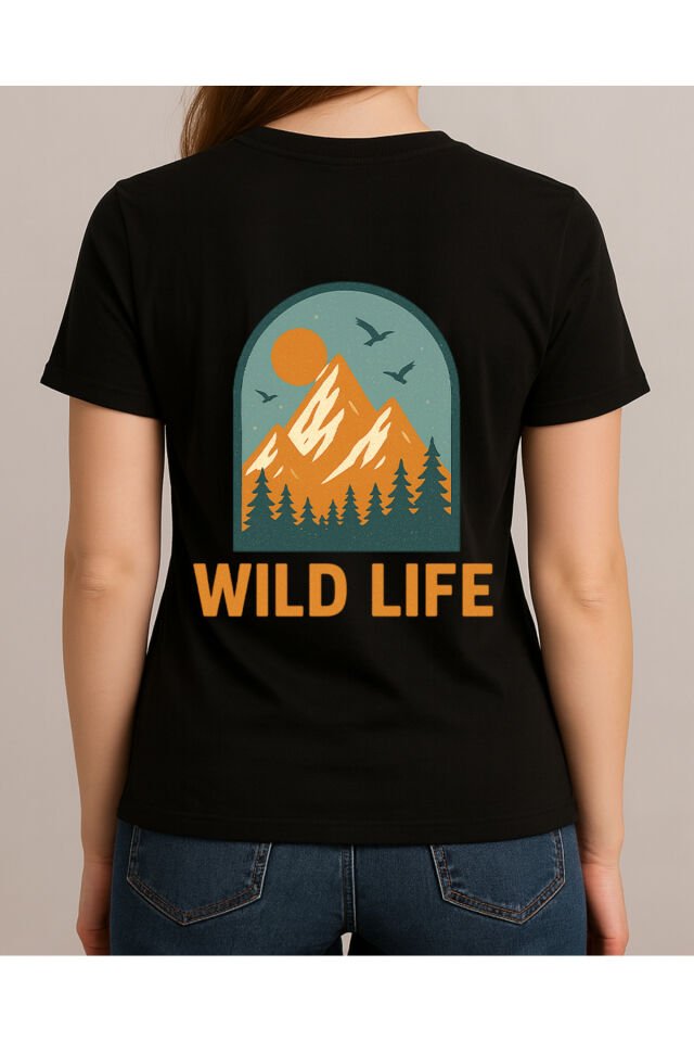 Tişört Unisex (Wild Life) Kadin Si̇yah - L