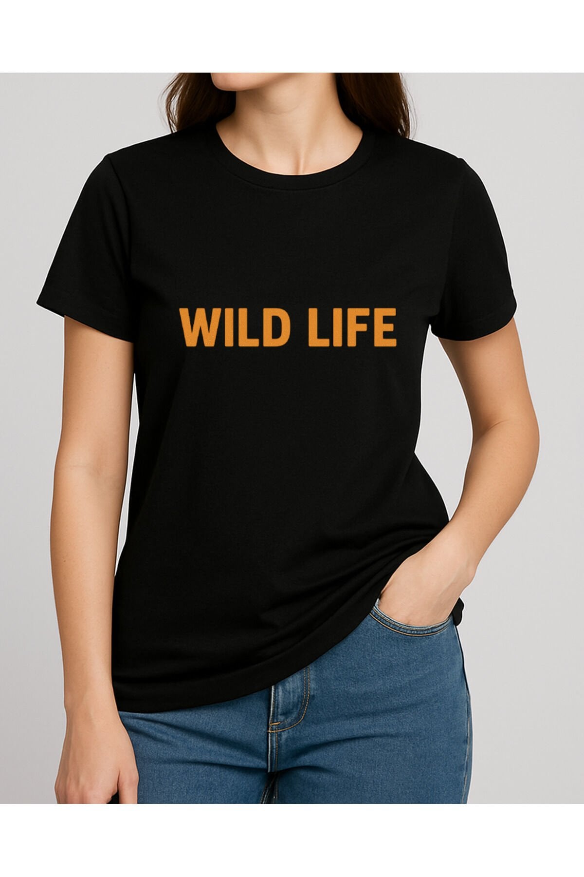 Tişört Unisex (Wild Life) Kadin Si̇yah - XL