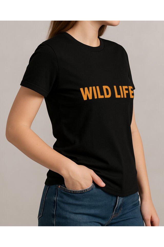Tişört Unisex (Wild Life) Kadin Si̇yah - M