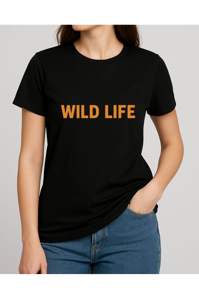 Tişört Unisex (Wild Life) Kadin Si̇yah - M