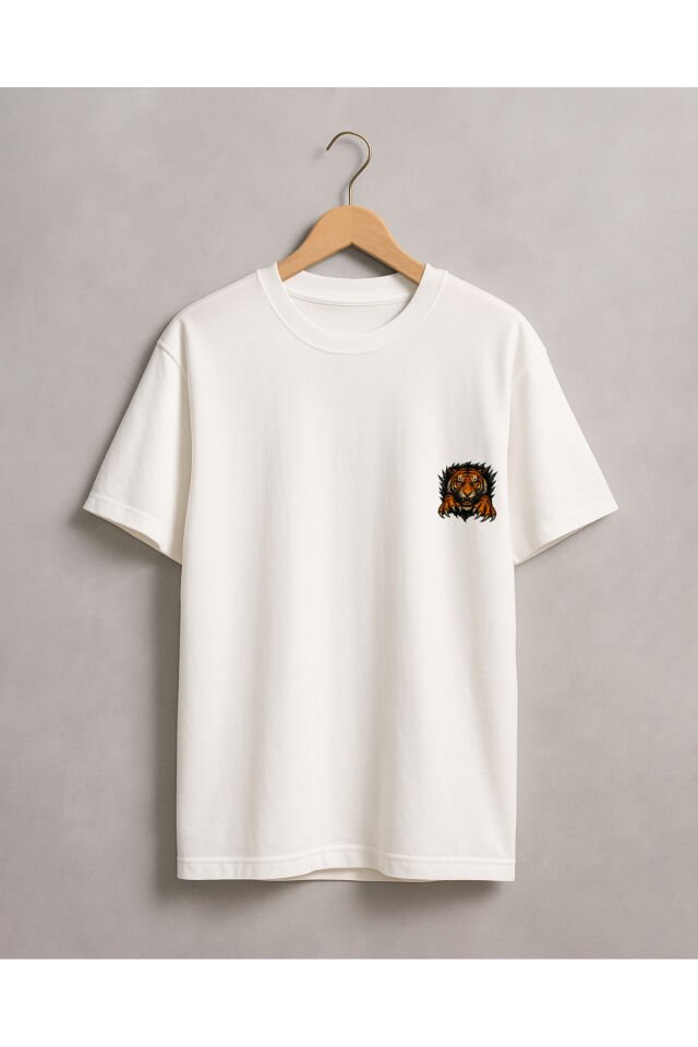 Tişört Unisex Çocuk (Kaplan) Erkek Beyaz - 4-5 Yaş