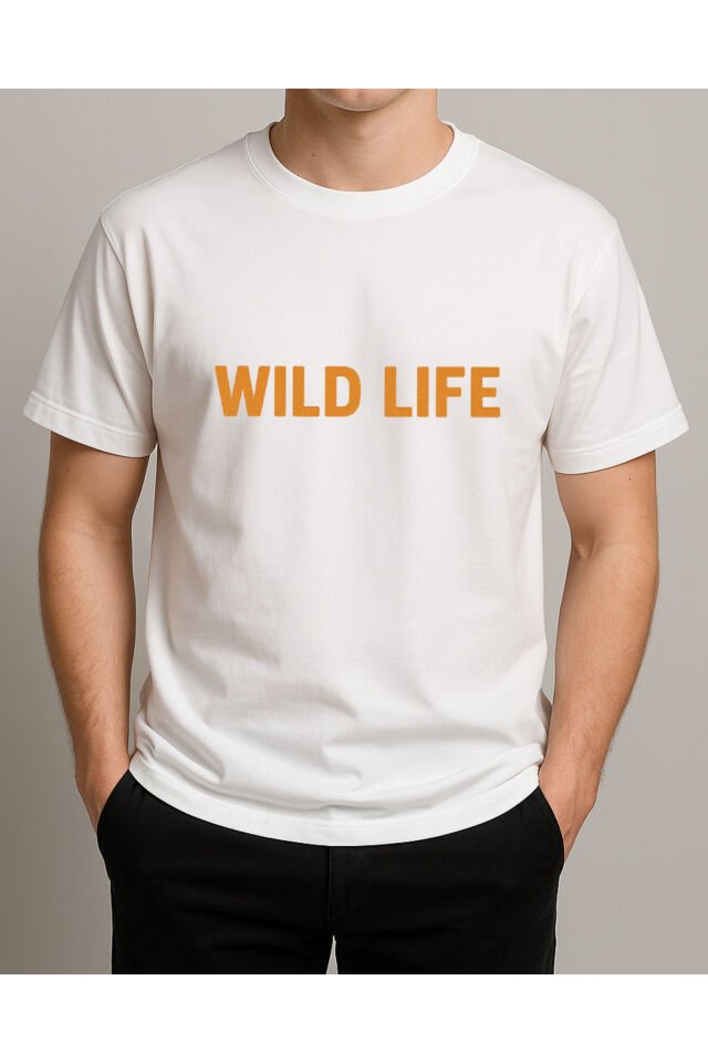 Tişört Unisex (Wild Life) Erkek Beyaz - S