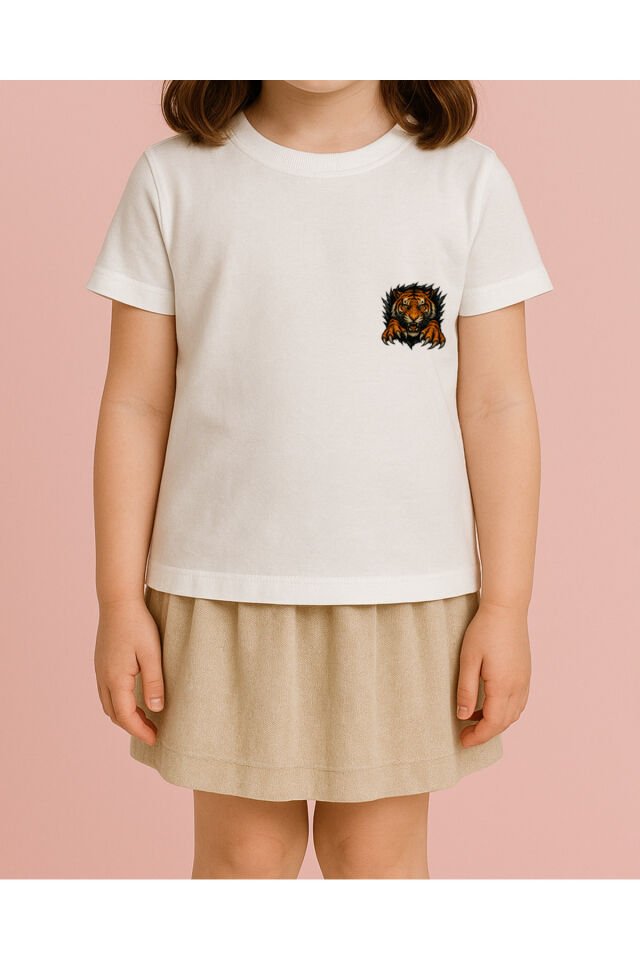Tişört Unisex Çocuk (Kaplan) Kiz Beyaz - 4-5 Yaş