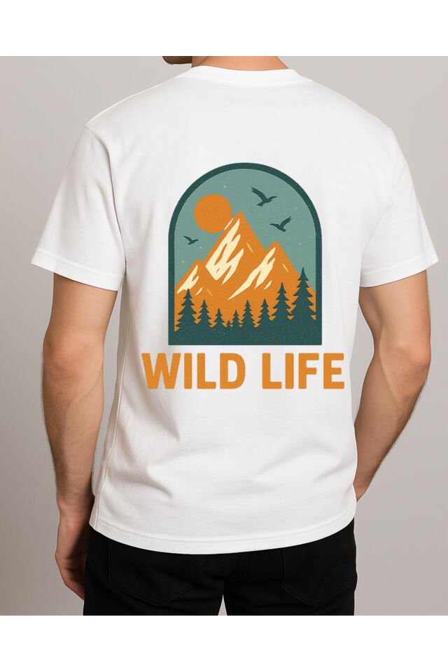 Tişört Unisex (Wild Life) Erkek Beyaz - 2XL