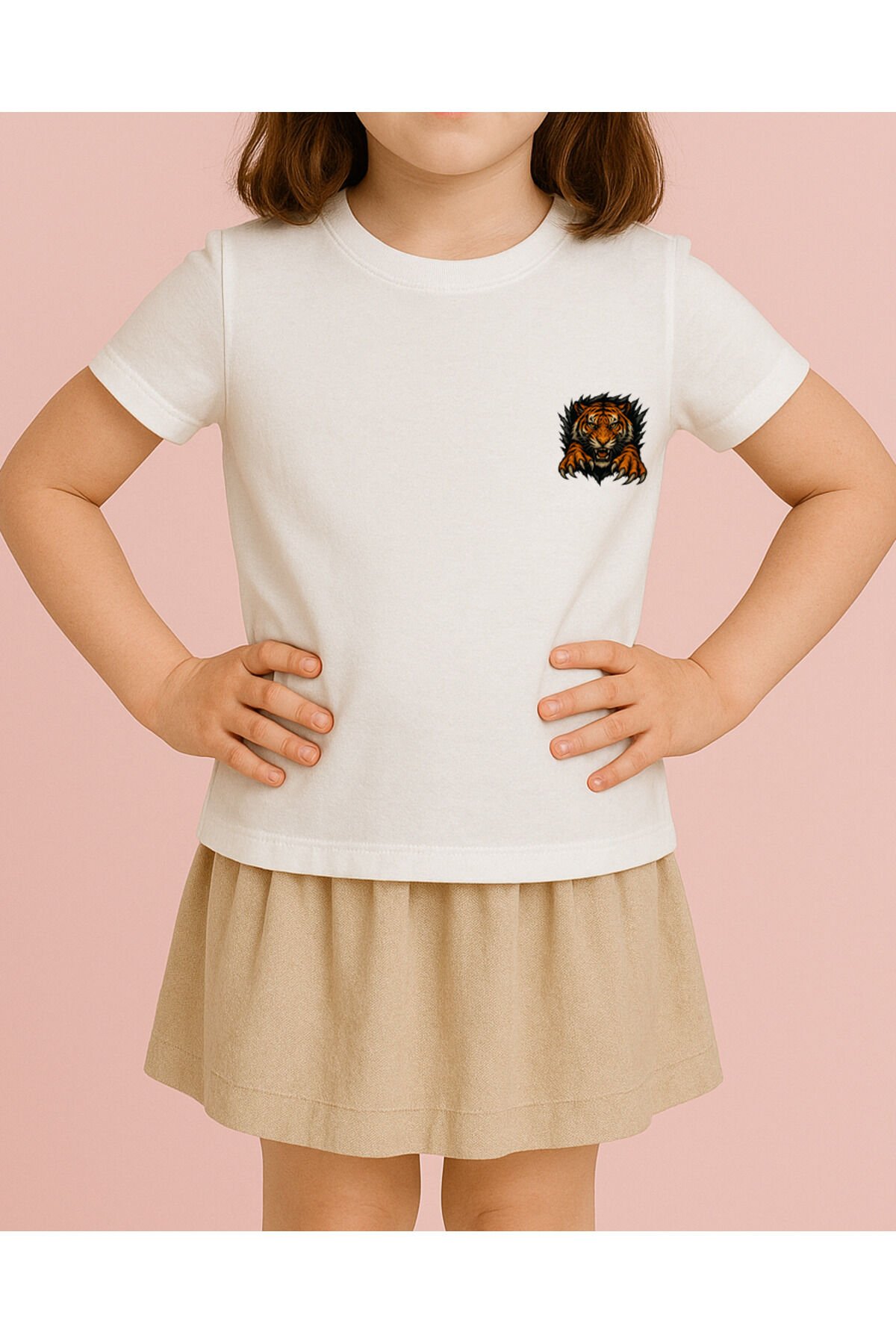 Tişört Unisex Çocuk (Kaplan) Kiz Beyaz - 10-11 Yaş