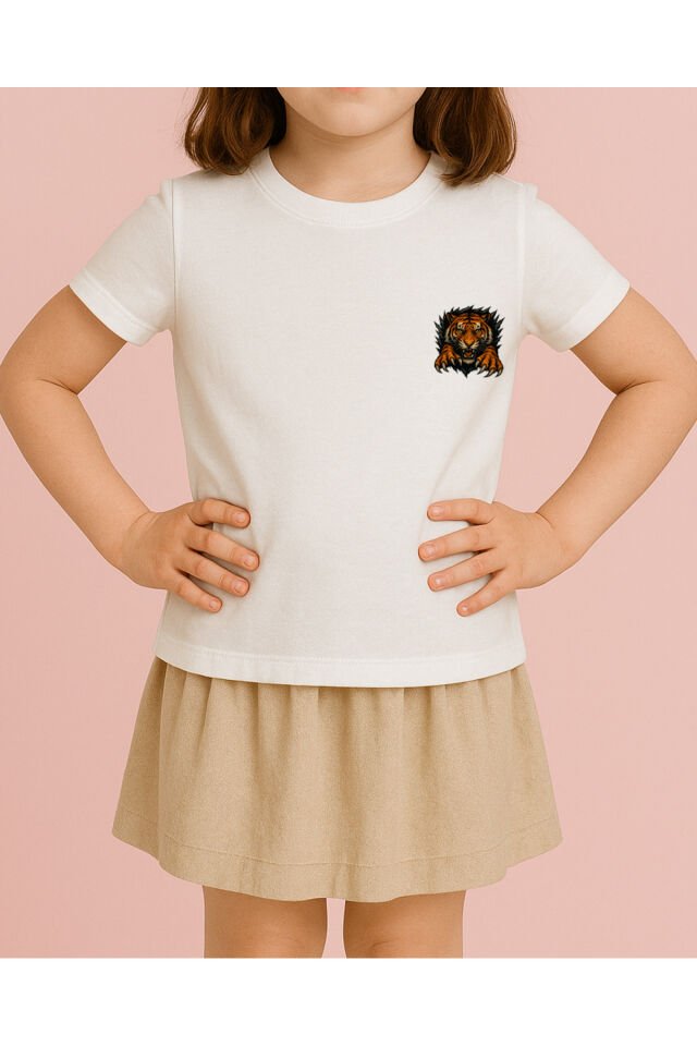 Tişört Unisex Çocuk (Kaplan) Kiz Beyaz - 10-11 Yaş