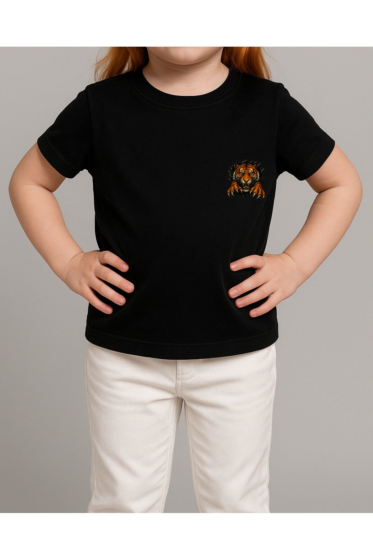 Tişört Unisex Çocuk (Kaplan) Kiz Si̇yah - 10-11 Yaş