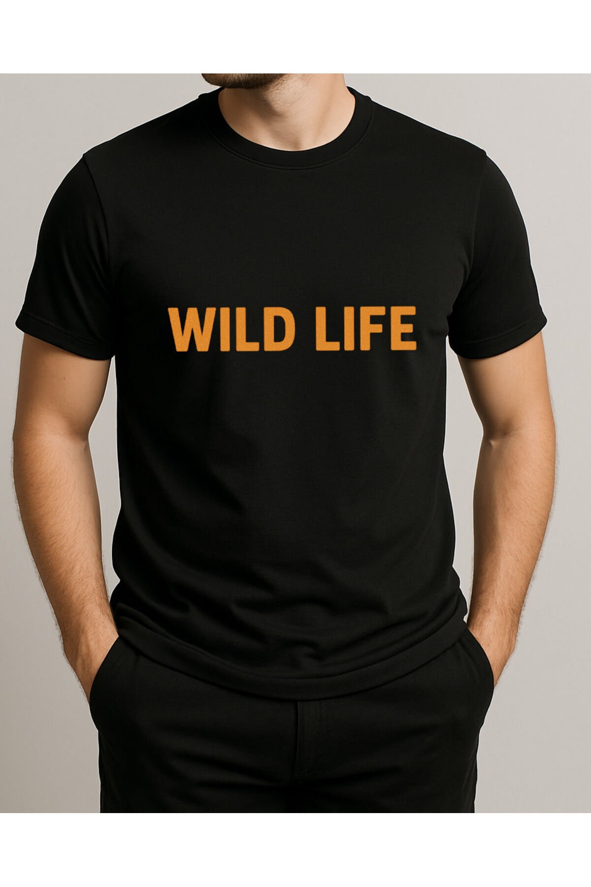 Tişört Unisex (Wild Life) Erkek Si̇yah - 10-11 Yaş