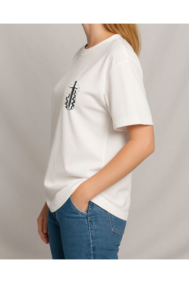 Tişört Unisex (Kılıç) Kadin Beyaz - XL