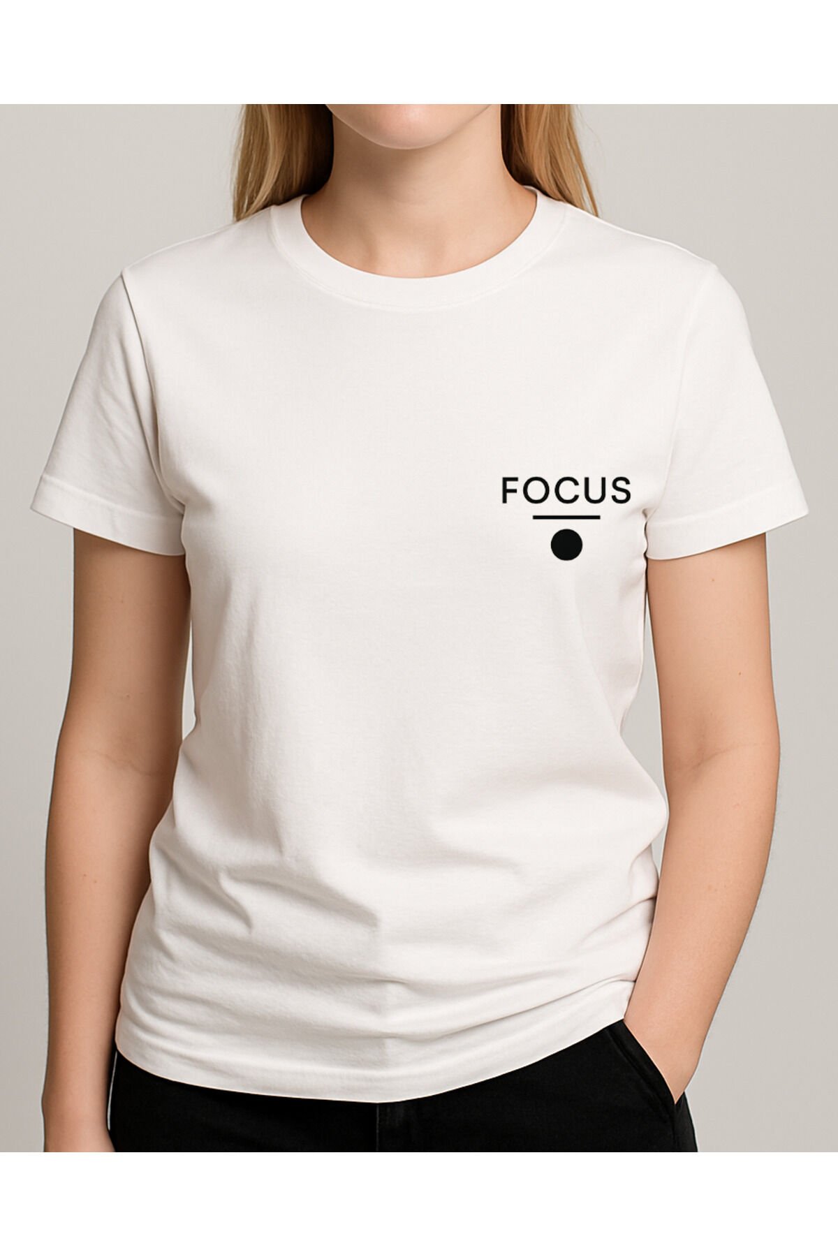 Tişört Unisex (Focus) Kadin Beyaz - M