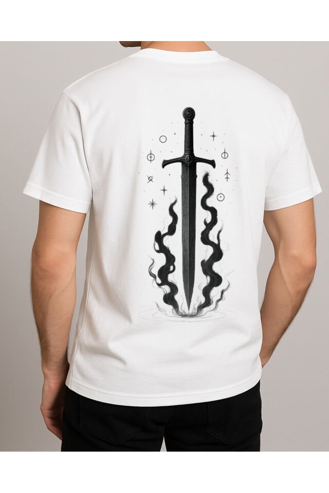 Tişört Unisex (Kılıç) Erkek Beyaz - XL