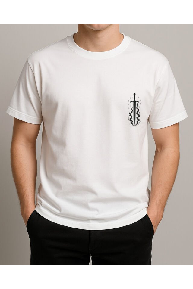 Tişört Unisex (Kılıç) Erkek Beyaz - 2XL